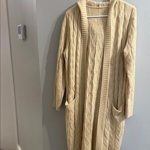 Cozy Cable Knit Long Cardigan - Cream